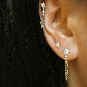 Chain Earrings, Dainty Chain Earrings, Delicate Chain Earrings, Flower Chain Earrings, Chain Ear Jacket, Dainty Chain Ear Jacket, Ear Jacket