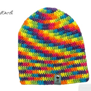 Rainbow Crochet Slouchy Beanie, Rainbow Slouch Beanie, Unisex, Colorful Slouchy Hat, Queer Slouch Hat, LGBT Pride, LGBTQIA - Ready to Ship