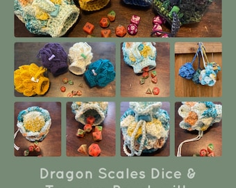 Dragon Scale Dice Bag - Mermaid Sea Treasure Bag Wristlet - Witch Rune Stone Pouch