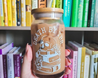 Book Lover Glass Can Cup | Book Reader Glass Cup | Book Lover Can Glass | Bookish Gift | Death by TBR Cup | Bookish Glass Cup | Book Gift