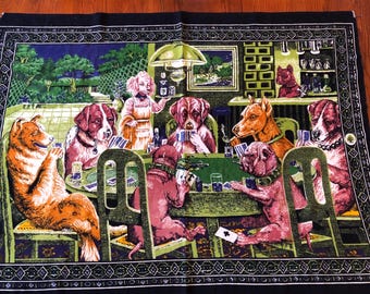 Dogs Playing Poker Tapestry Mid Century 1960s 56 Inches X 38