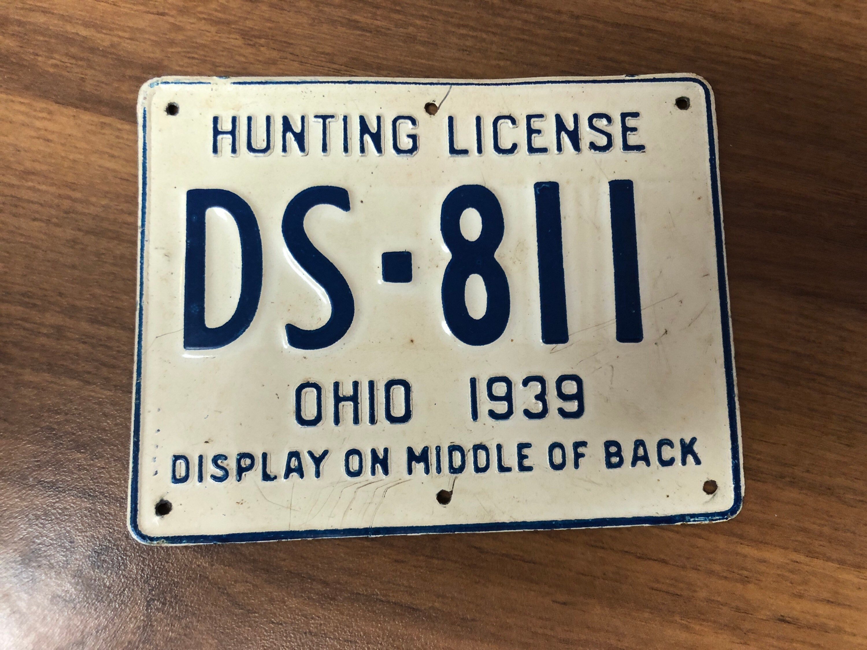 Antique 1939 RARE Metal OHIO Hunting License with Holder Tag Etsy