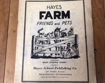 Farm Animals Hayes School Teacher Tool Vintage 40s Era Hectograph Duplicating Masters