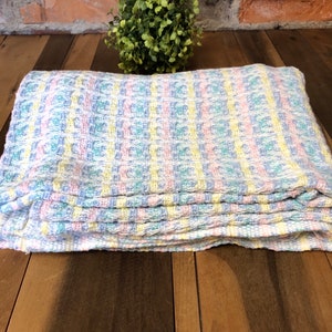 Beacon Stripe Plaid Baby Blanket Large 52 X 40 Woven Cotton Waffle Weave Textured WPL1675 Vintage 70s 80s Etsy Ireland