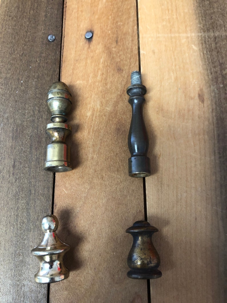 Vintage Lamp Finials and Riser 4 Pc Lot All Metal Etsy