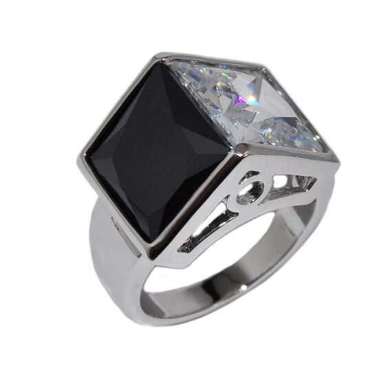 Bague en argent massif 925 et onyx noir T 52 54 58 bijou ring