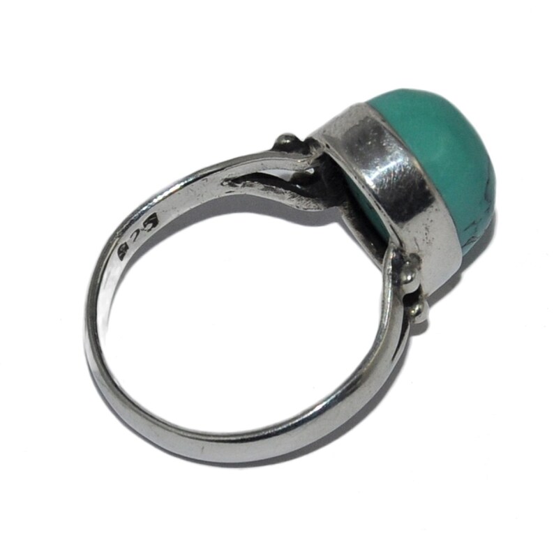 Massive silver ring 925 cabochon turquoise turquoise green T 54 jewel
