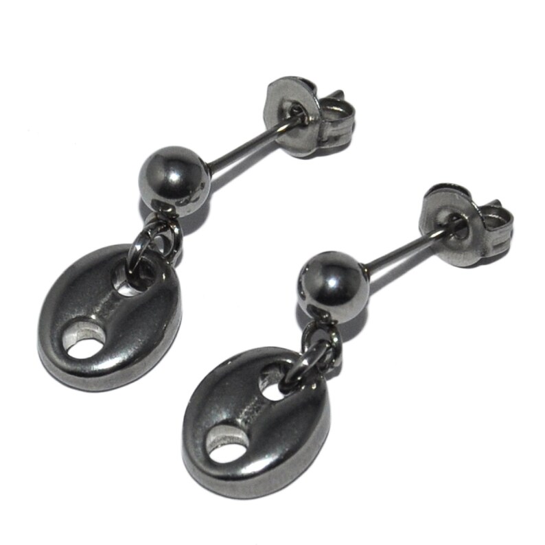 Z\u00e9eO Jewelry Silver stainless Steel Earrings Coffee Bean
