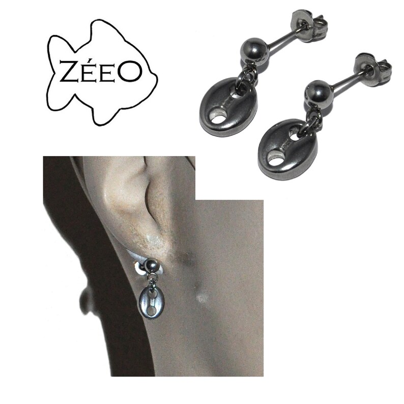 Z\u00e9eO Jewelry Silver stainless Steel Earrings Coffee Bean