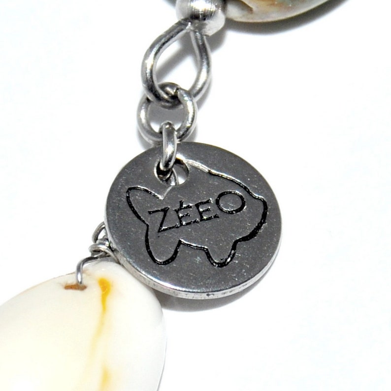 ZEEO Long earrings steel quartz rutile seashell ceramic jewel