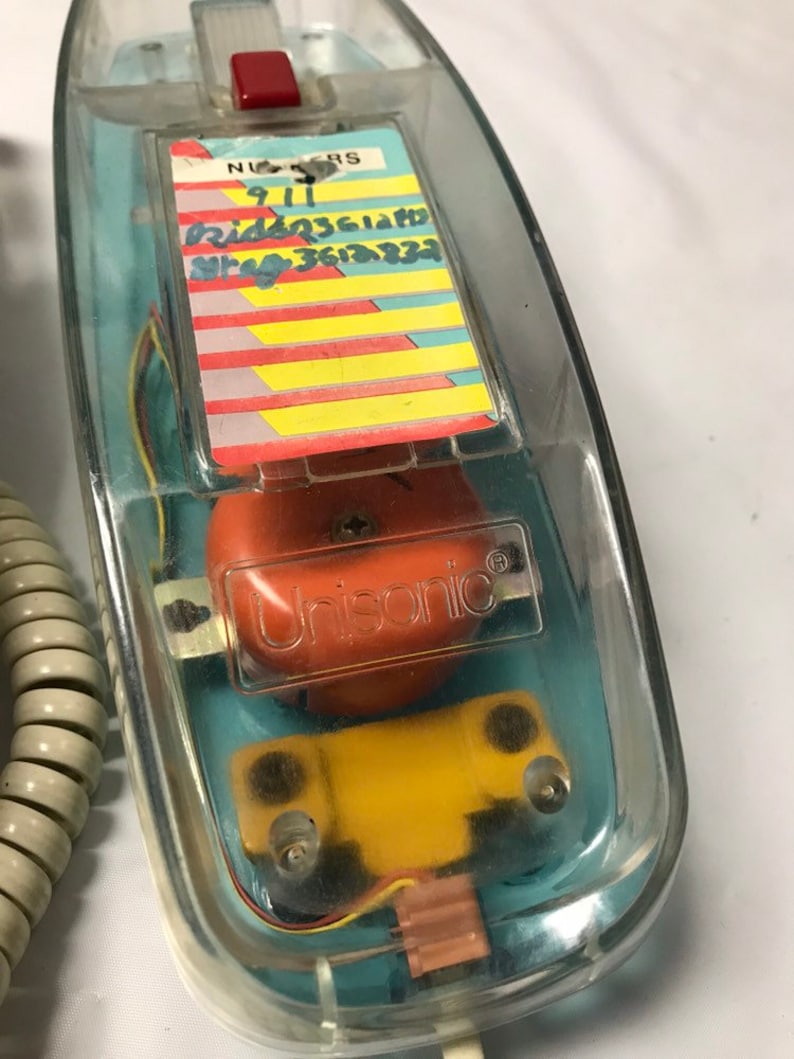 Vintage Retro 80/'s 90/'s Unisonic PhoneWorks2 Clear Neon Bright Multicolor Rainbow Plastic Telephone *NO WALL CORD*