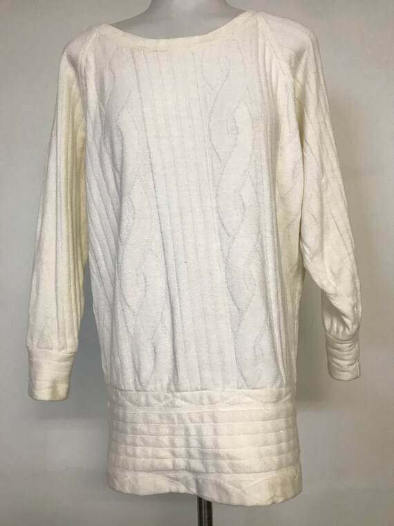 VTG 70’s 80’s Vintage Cream Cable Knit Oversized … - image 4