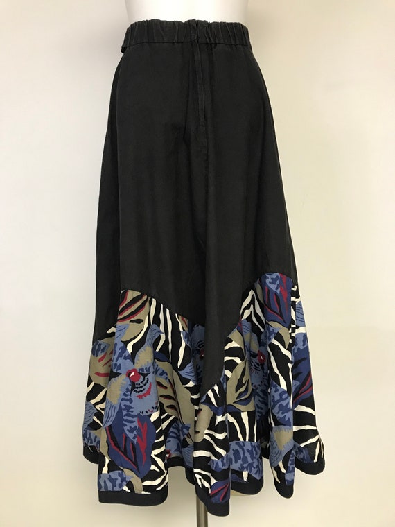 VTG 80’s Vintage Black White & Blue Floral Asymme… - image 5