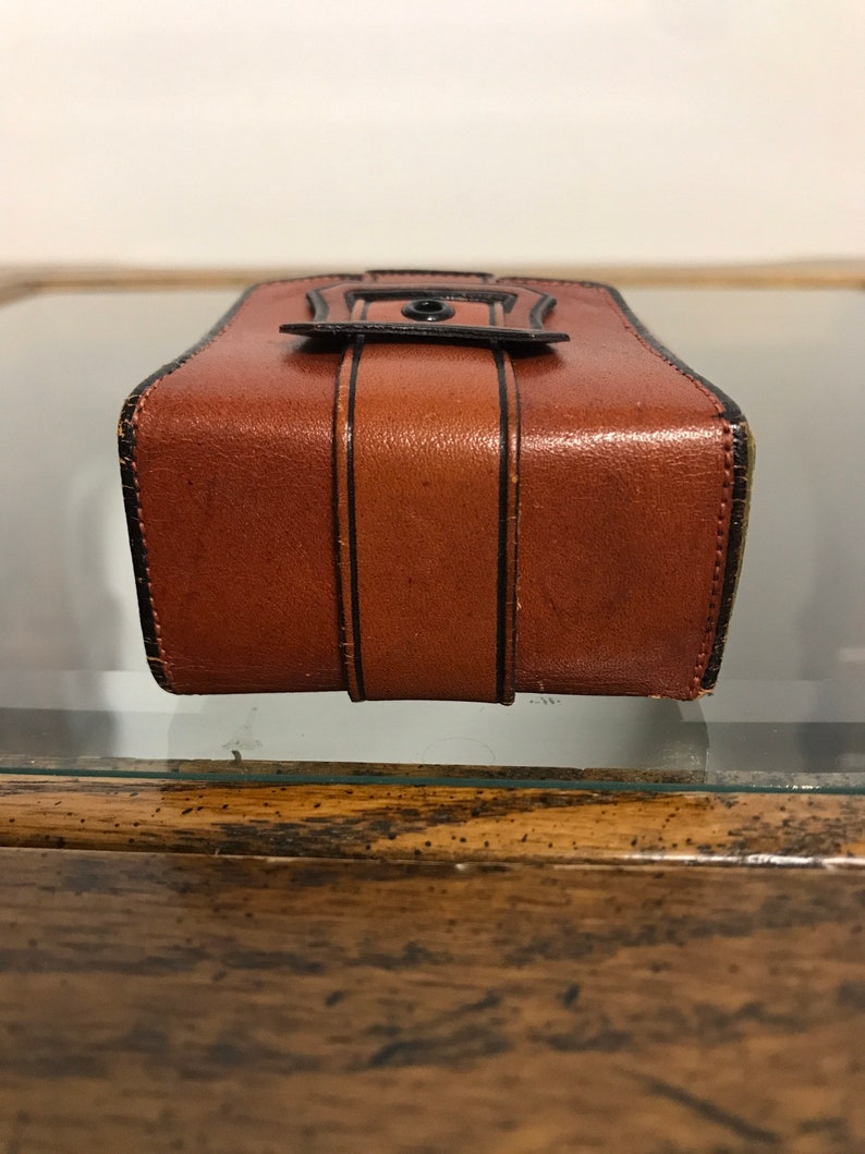 VTG 60's 70's Princess Gardner Designer Vintage Mod Leather Burnt Orange Sienna Brown Belt Buckle Cigarette Case Holder Smoking Accessories image 8