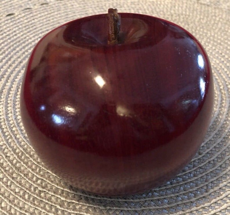 Hand Carved Solid Wood Apple