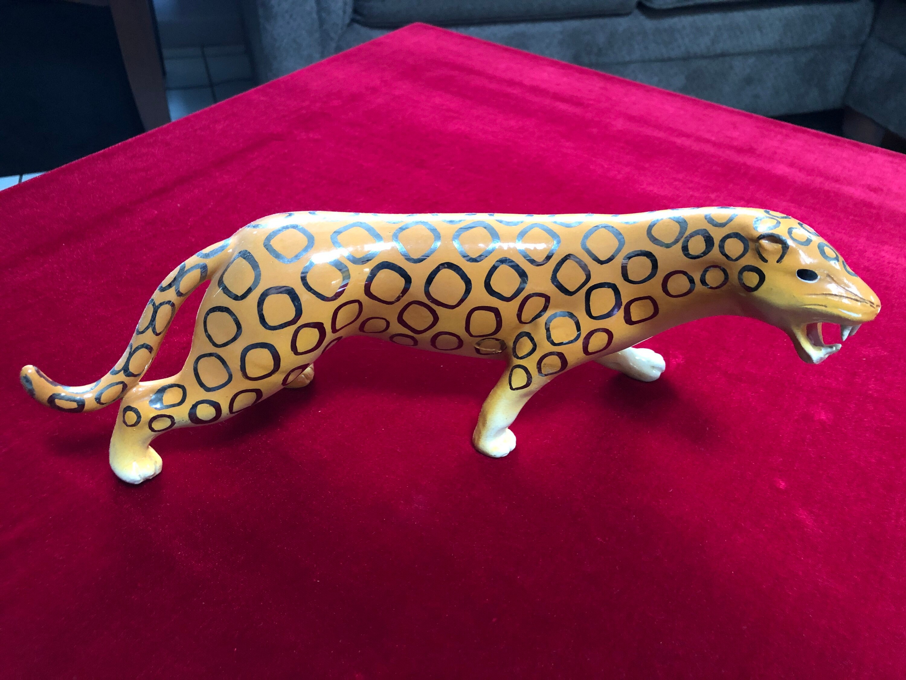 Ceramic Leopard Statue Figurine 13.5 Long Etsy