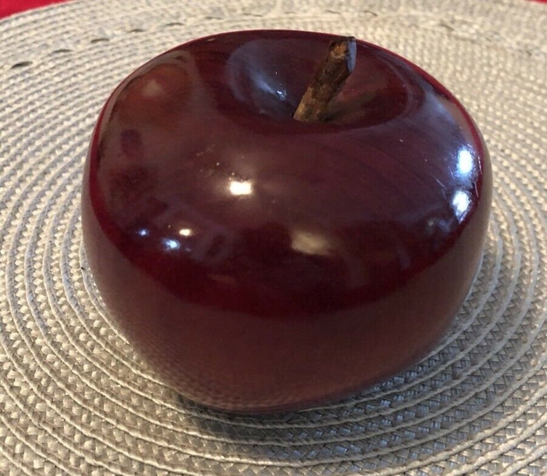 Hand Carved Solid Wood Apple