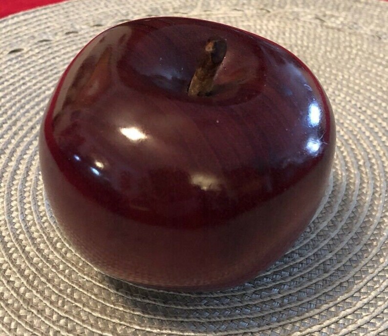 Hand Carved Solid Wood Apple
