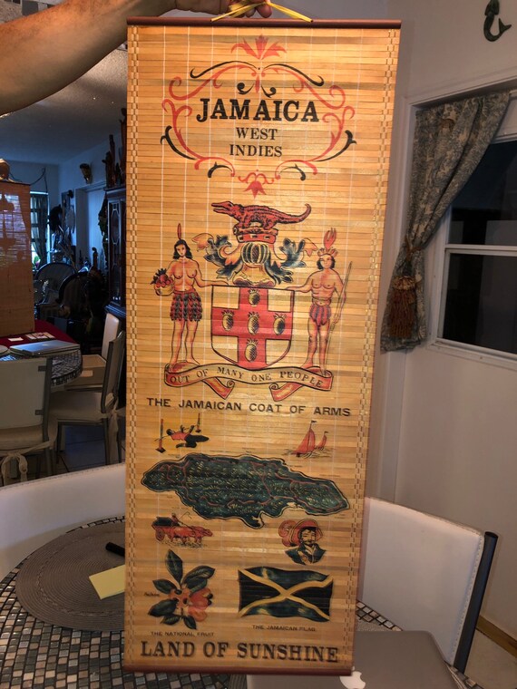 Vintage Jamaica Souvenir Bamboo Hanging Banner Etsy