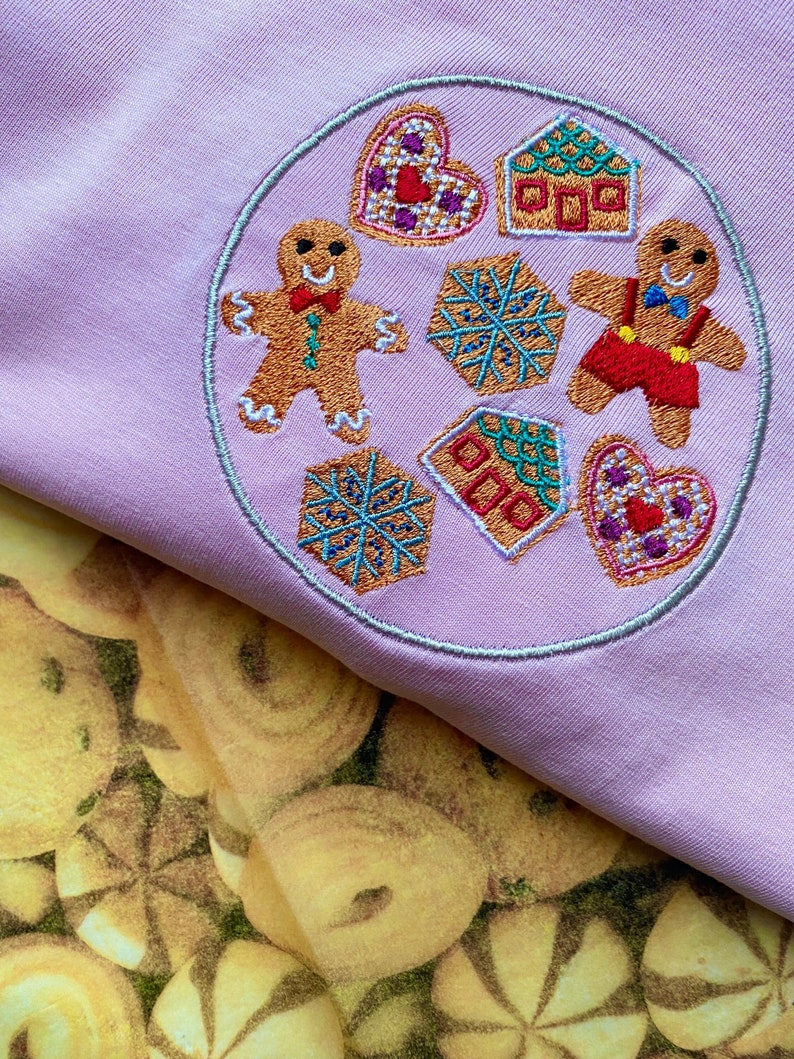 Christmas Gingerbread Cookies Embroidered Sweatshirt image 1