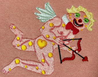 Cupid Mr Blobby Valentines Embroidered Tshirt