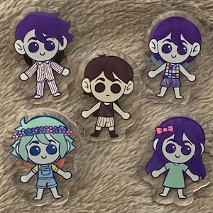 OMORI Acrylic Pins, Sunny, Omori, Basil, Aubrey, Kel, Hero, Snnuy, Chibi pins, Omori merch