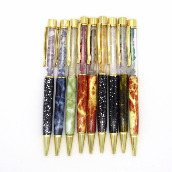 Gemstone Writing Ink Pens, Desk Pens for Journaling, Office and Home Supplies, Scripting and Manifesting Crystal Pens, Back to School Gift