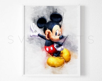 Mickey Mouse Arte De La Pared Decoracion De Mickey Mouse Etsy