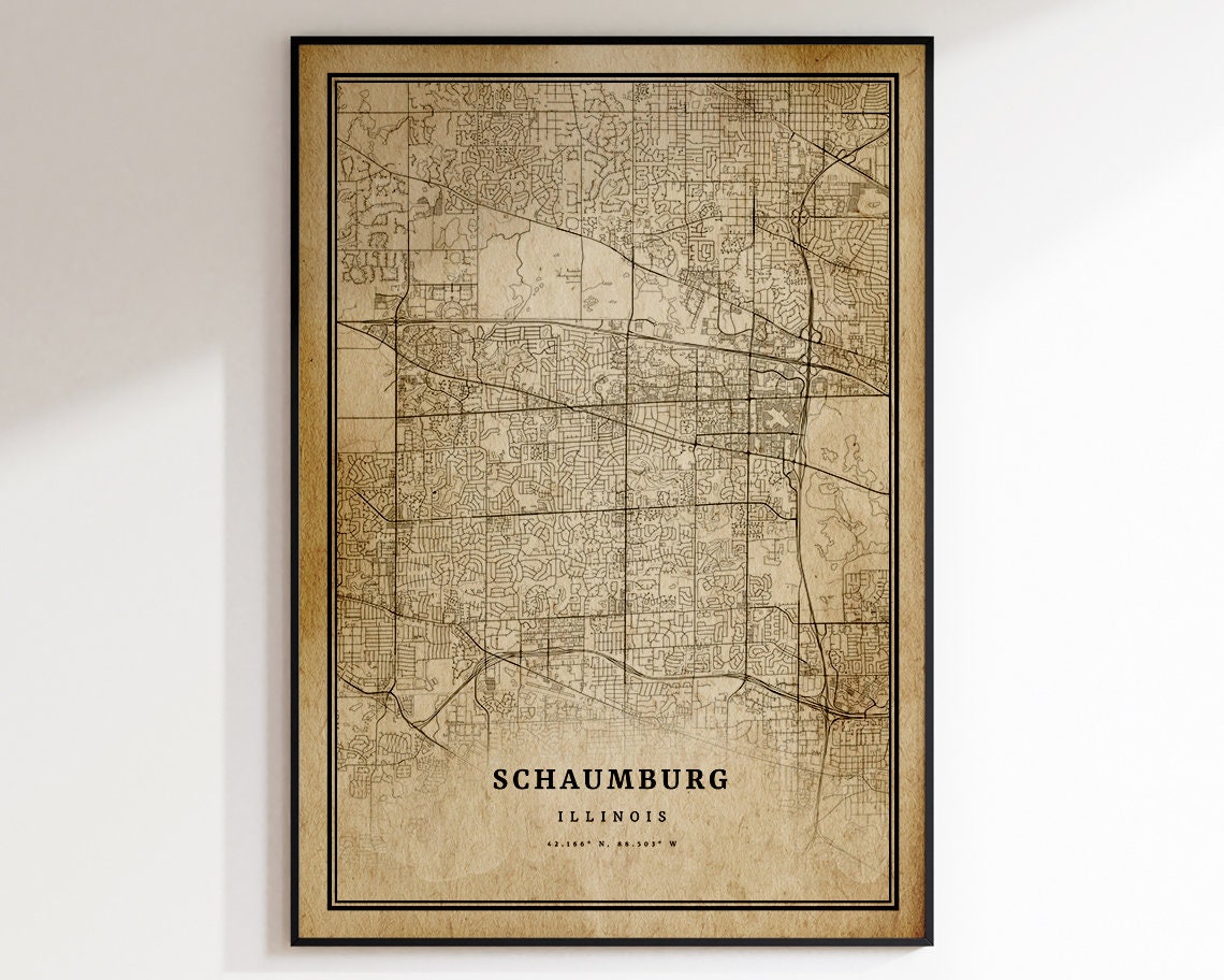 Schaumburg Vintage Map Print Vintage Gift Map Schaumburg Map Il City