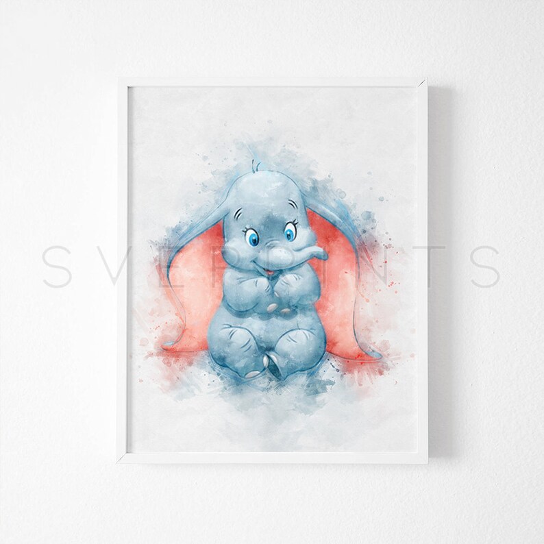 Baby Dumbo print nursery wall art Dumbo poster kids room Etsy