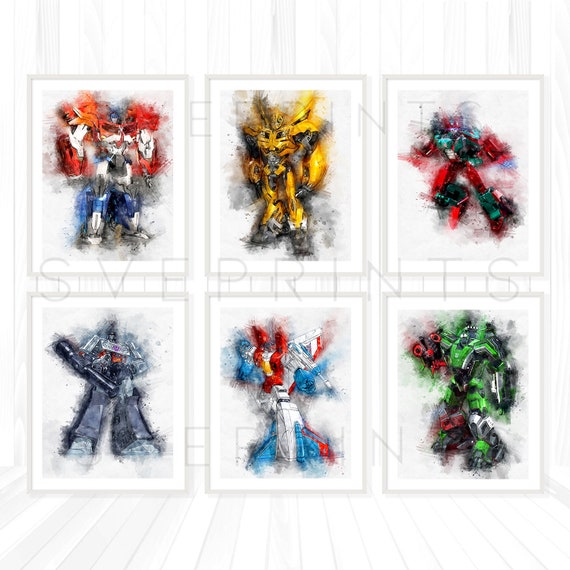 Transformers Print Set Of 6 Nursery Wall Art Transformers Etsy