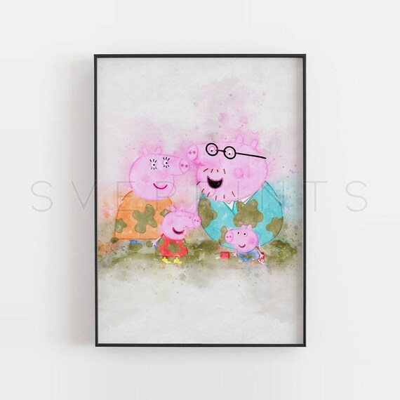Peppa Pig Print Peppa Pig Poster Peppa Pig Decor Nursery Wall Etsy