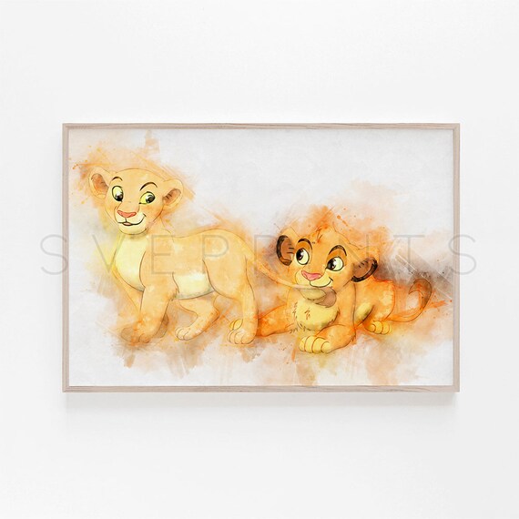 Lion King Print Simba And Nala Poster Nursery Wall Art Kids Etsy