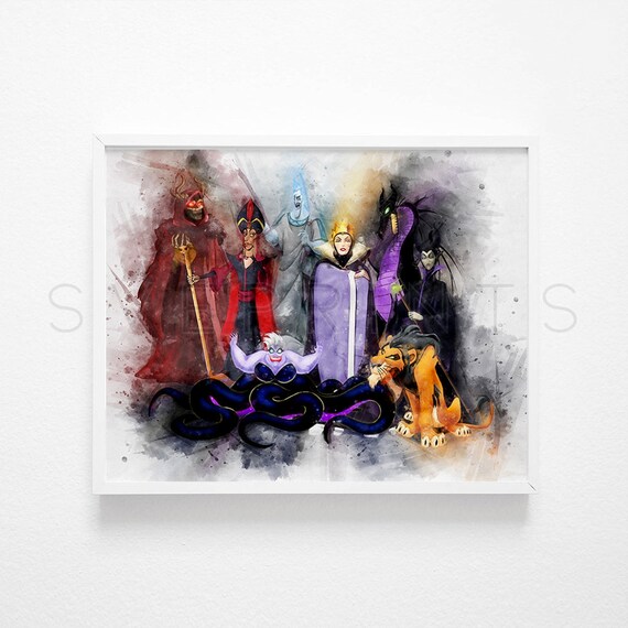 Disney Villains Imprimir Arte De La Pared De La Guarderia Etsy