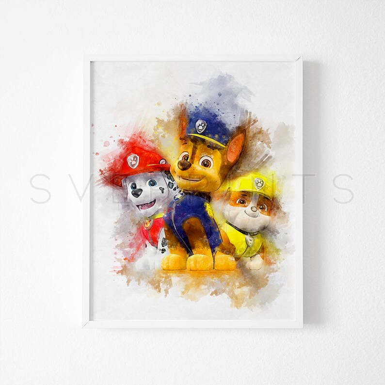 Paw Patrol print Nursery wall art Paw Patrol poster kids room Etsy