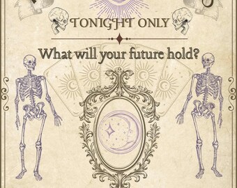 Vintage Style Psychic Readings Flyer - Victorian Gothic Style or
