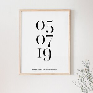 Personalised Wedding Date Anniversary Print, Couples Proposal Engagement Gift Wall Art Keepsake for Husband, 3 Sizes INSTANT DOWNLOAD