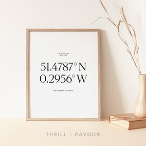 Personalised Wedding Anniversary Coordinates Wall Art, Couples Proposal Engagement Gift Print Keepsake for Husband, 3 Sizes INSTANT DOWNLOAD