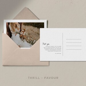 Printable Wedding Thank You Card with Photo, Simple Wedding Thank You Postcard, Fall Wedding Thank You, Editable Template INSTANT DOWNLOAD