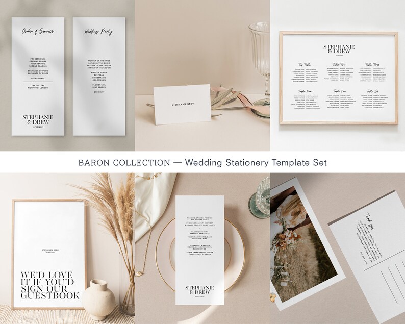 12 Piece Editable Wedding Template Kit Minimalist Wedding Stationery Bundle Printable Wedding Stationery Template Bundle Wedding Suite