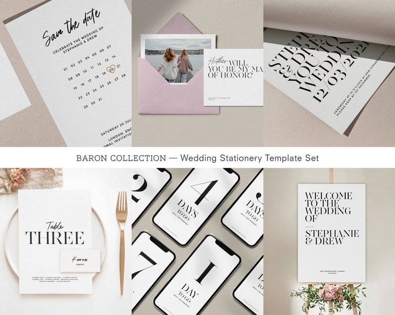 12 Piece Editable Wedding Template Kit Minimalist Wedding Stationery Bundle Printable Wedding Stationery Template Bundle Wedding Suite