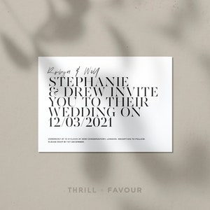 Modern Printable Wedding Invitation Template, Minimalist Editable Wedding Invite, Monochrome Stationery, Custom Template INSTANT DOWNLOAD