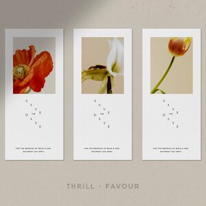 Floral Save The Date Template Set - Printable Elegant Save The Date - Digital Wedding Stationery - Custom Template INSTANT DOWNLOAD