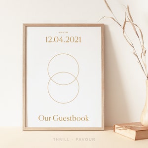 Printable Sign Our Guestbook Sign Template, Wedding Reception Easel Sign, Gold Guestbook Sign, 4 Sizes, Custom Template INSTANT DOWNLOAD