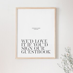 Modern Wedding Guestbook Sign Template, Minimalist Wedding Sign, Easel Guestbook Sign Template, 4 Sizes, Custom Template INSTANT DOWNLOAD
