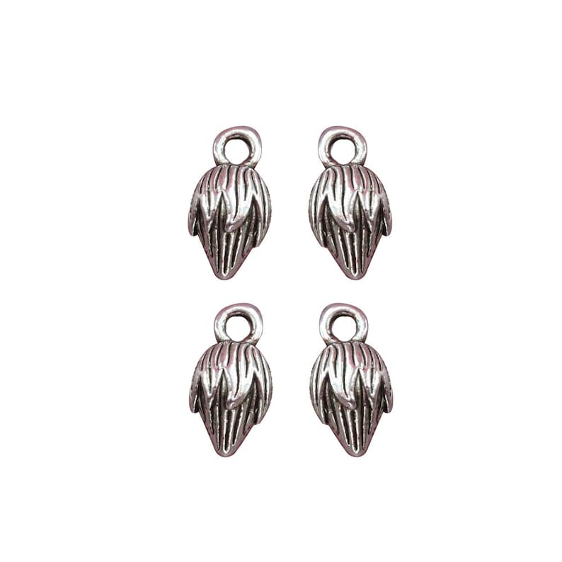 Lead /& Nickel Free Metal Charms Pendants Beads 10 Pcs Tibetan Silver Flower Bud 13X8mm 3D Charms Pendants Beads