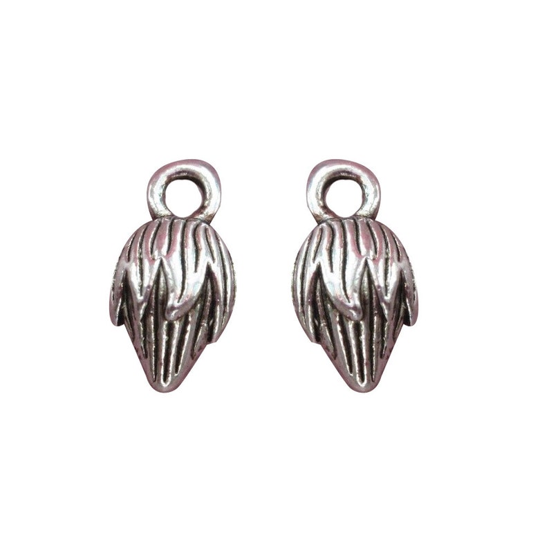 Lead /& Nickel Free Metal Charms Pendants Beads 10 Pcs Tibetan Silver Flower Bud 13X8mm 3D Charms Pendants Beads