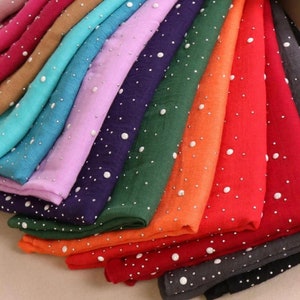 Scarf Hijab for Women fringed cotton pearls studs nice beads women scarf foulard hijab Wrap.