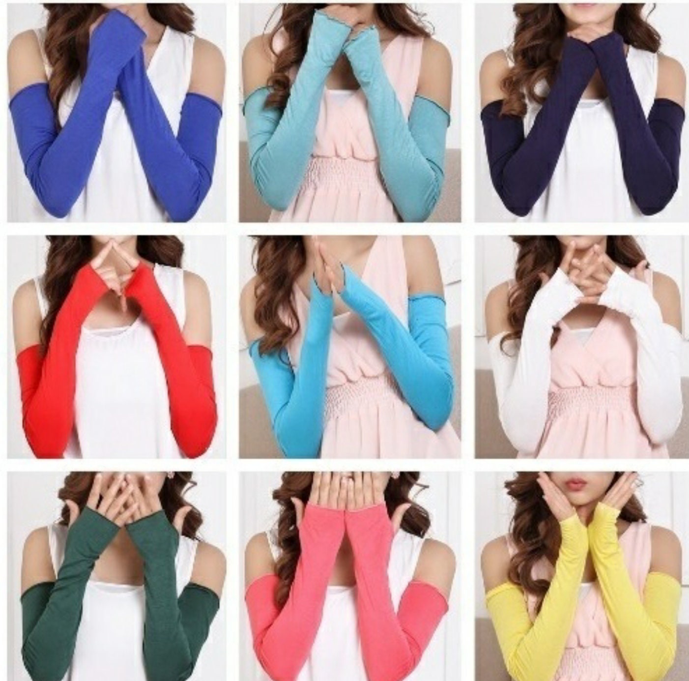 Women Outdoor Sun Block Soft Long Arm Sleeve Fingerless Gloves