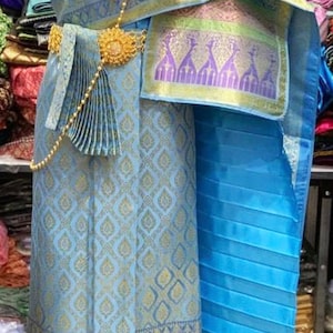 Thai Traditional Skirt Maxi Traditional Silk Skirt Sarong Dress Thai Dance ready to wear Mix color